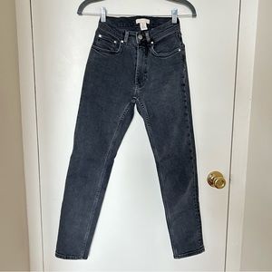 H&M High Waisted Skinny Ankle Jeans, Faded Black/Dark Grey